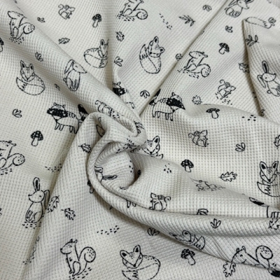 Waffeljersey | WALDTIERE | Schwarz Beige